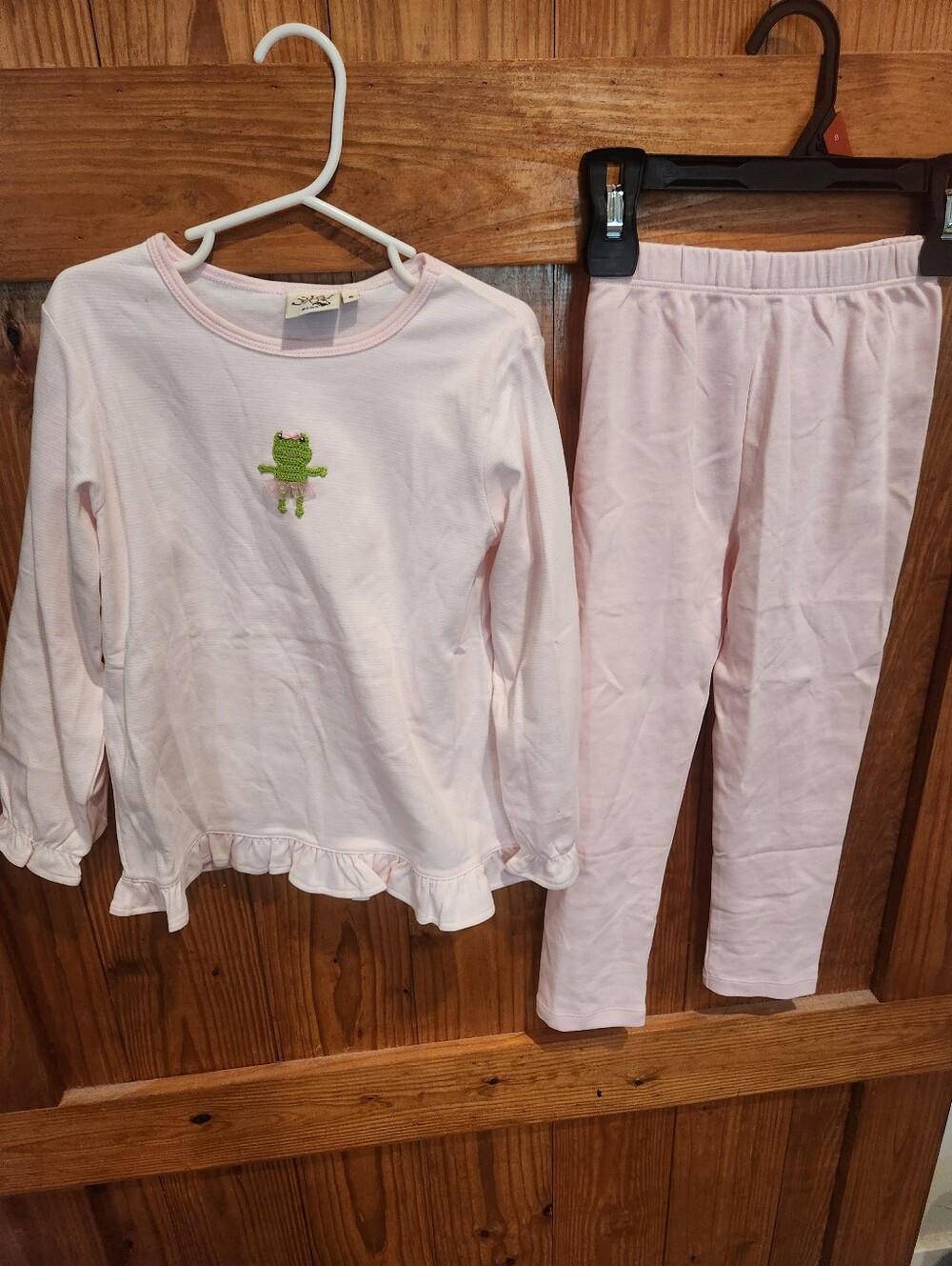 Girls' Light Pink Frog Embroidered Set by Luigi Kids